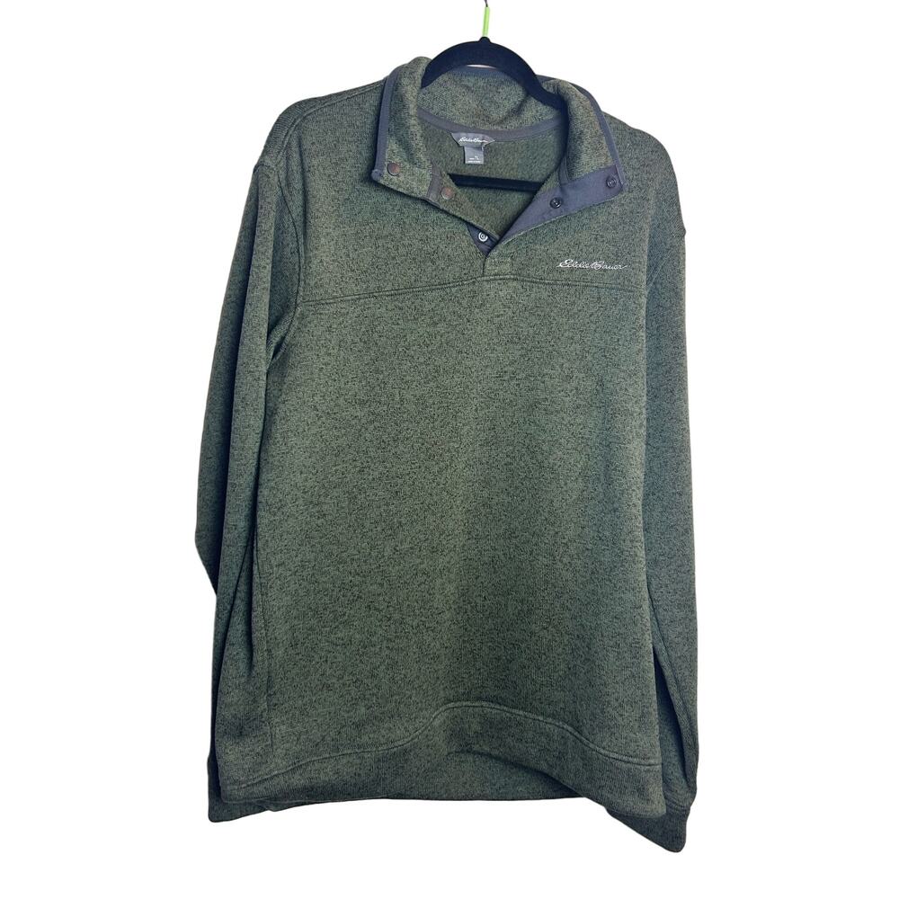 Eddie Bauer Big and Tall Mens Large Tall Popover Green Long Sleeve Collar